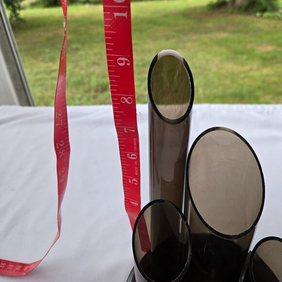 Vintage 80's Desk Organizer Pencil Caddy Smoky Acrylic - Picture 4 of 8